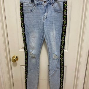 LOONEY TUNES MARVIN THE MARTIAN MEN"S SLIM FIT DENIM JEANS BLUE SIZE 32X32